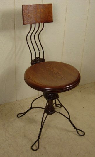 Oak & Iron Piano Stool