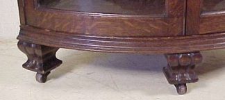 OAK 2 DOOR CURVED GLASS CORNER CHINA CABINET