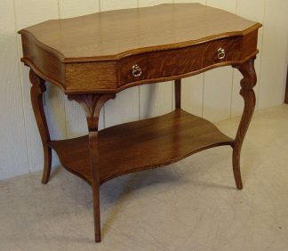 Serpentine Top Oak Library/Lamp Table