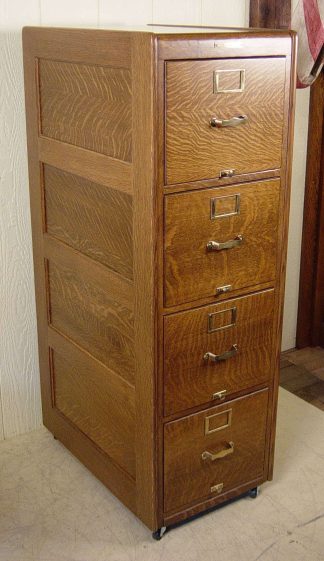 4 Drawer Letter Size Oak File Cabinet