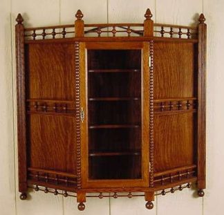 Rare Oak Hanging Stick & Ball Curio Cabinet
