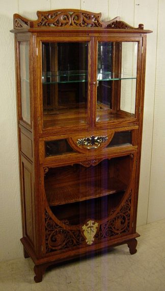 Very Unusual Oak Cuio Cabinet