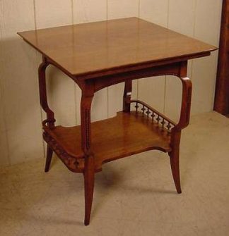 Square Oak Lamp Table w/ gallery on lower shelf - Stock #163