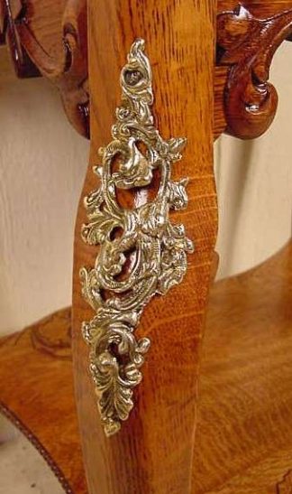 Oak Lamp Table with brass ormolu - Stock #184