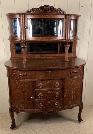 Oak Curved Glass Curio Buffet