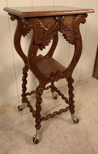 Fabulous Carved Oak Plant Stand