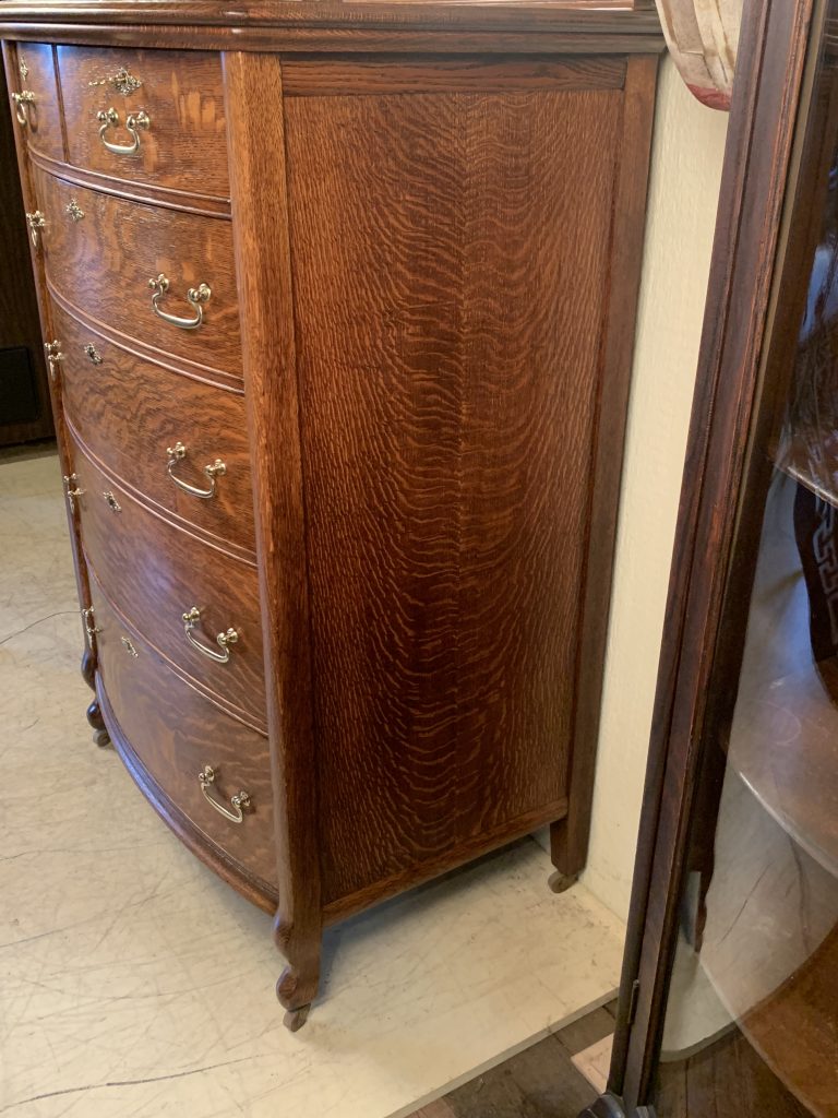 High Quality Oak Bow Front Chest of Drawers with mirror - Doug Schmitt ...