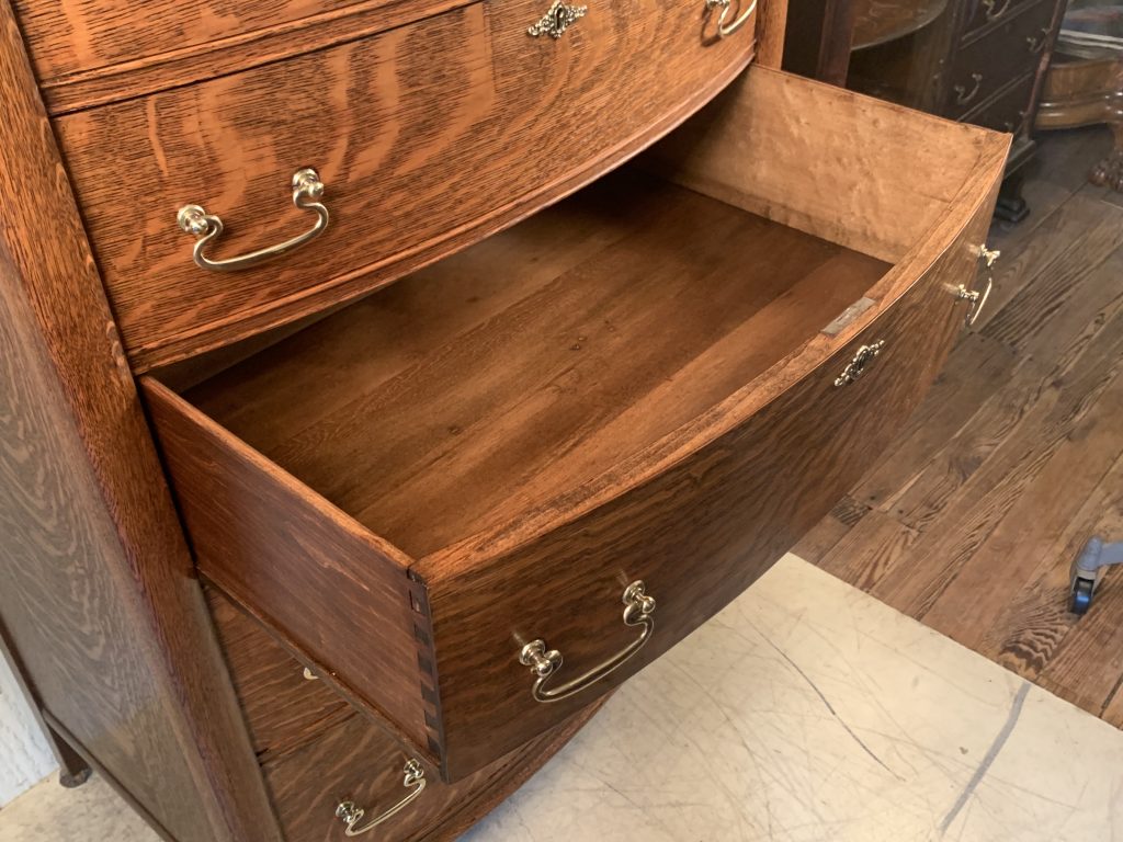 High Quality Oak Bow Front Chest of Drawers with mirror - Doug Schmitt ...