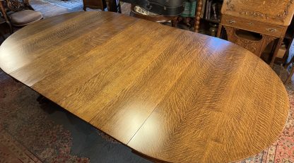 54" Round Oak Lion Head Claw Foot Table with 4 original leaves - Image 20
