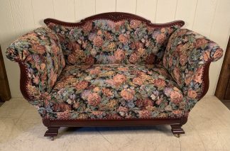 Adjustable Arm Mahogany Love Seat