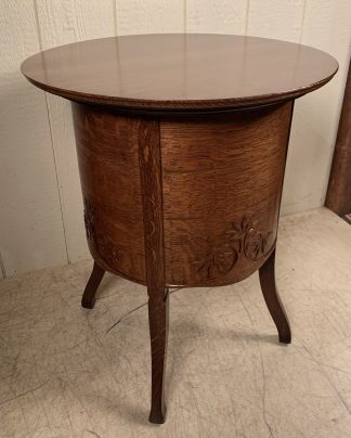Round Oak Lamp Table with round sides