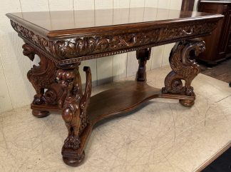 High Quality Oak Partner's Desk with Full-Standing Griffins