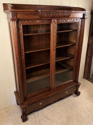 Victorian Oak Two-Door Bookcase
