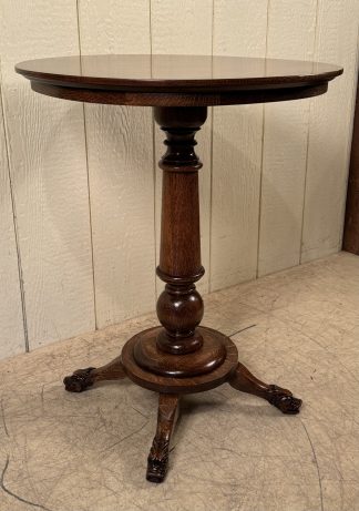 Oak Round Lamp Table with dolphin feet