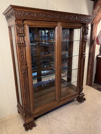 Large Oak Late Victorian China Cabinet
