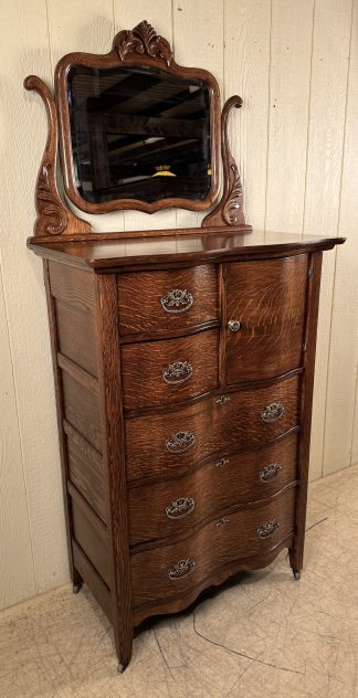 Oak Bonnet Chest with mirror