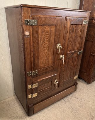 Three-door Ash & Oak Porcelain-lined Ice Box