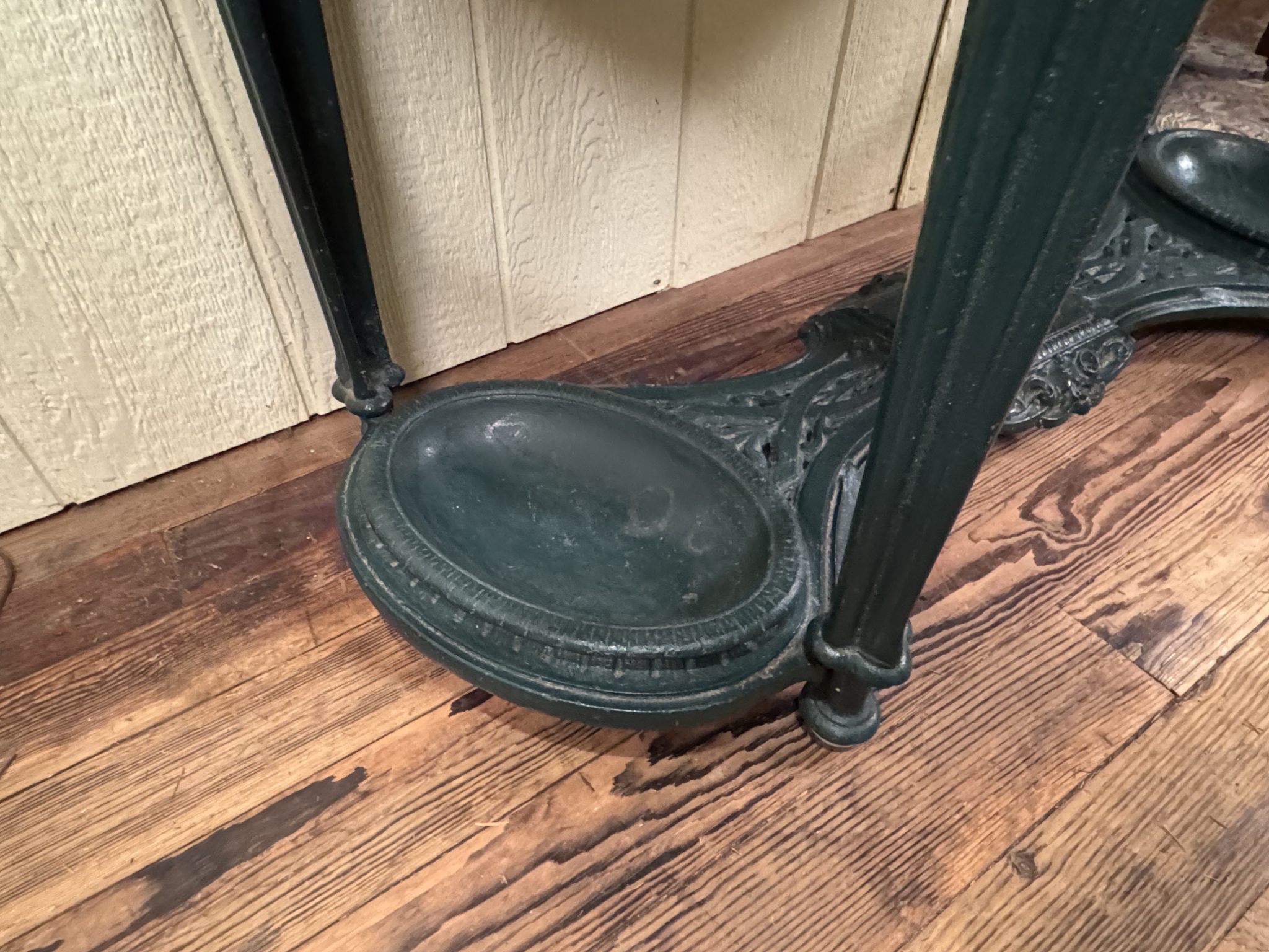 Antique Cast Iron Verdigris Marble Top Hall Stand - Doug Schmitt Antiques