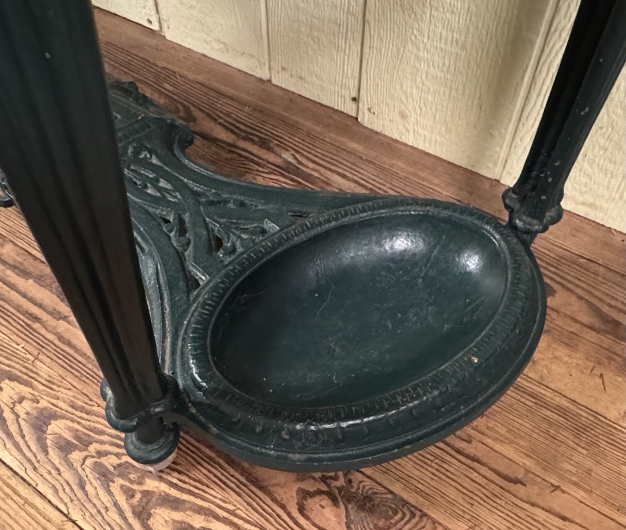 Antique Cast Iron Verdigris Marble Top Hall Stand - Doug Schmitt Antiques