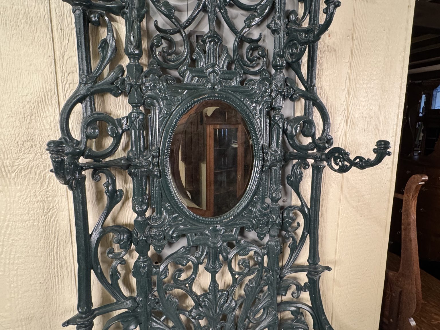 Antique Cast Iron Verdigris Marble Top Hall Stand - Doug Schmitt Antiques