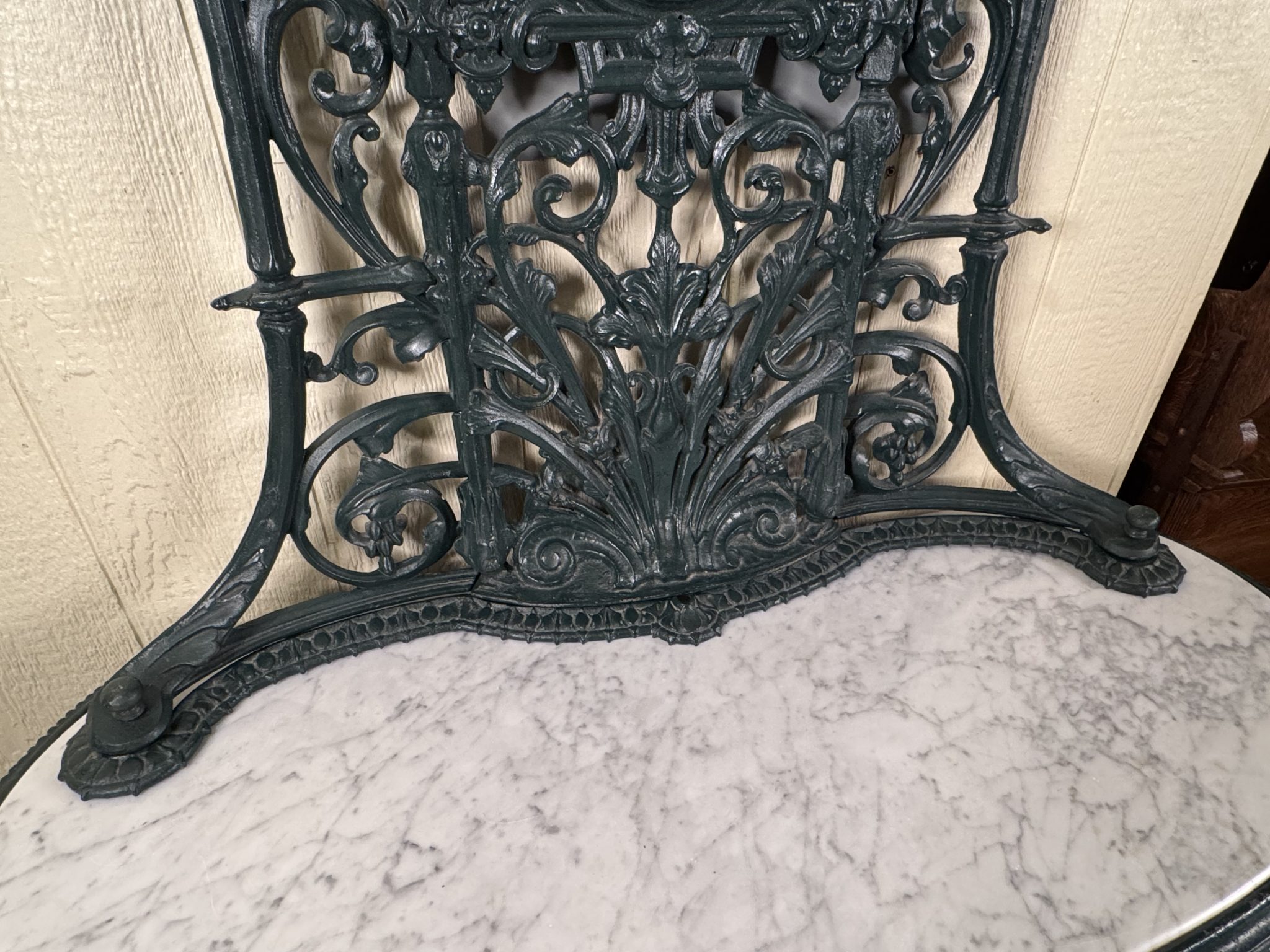 Antique Cast Iron Verdigris Marble Top Hall Stand - Doug Schmitt Antiques