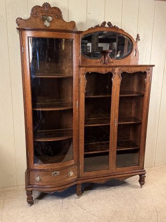 Three-Door Oak Bookcase/China Cabinet