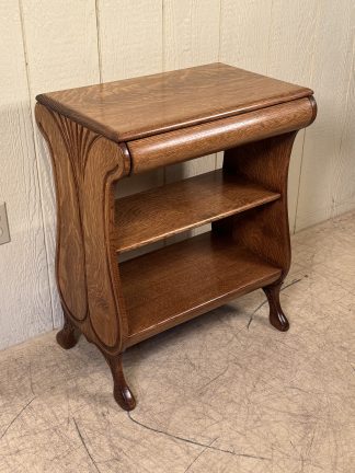 Unusual One Drawer Oak Stand