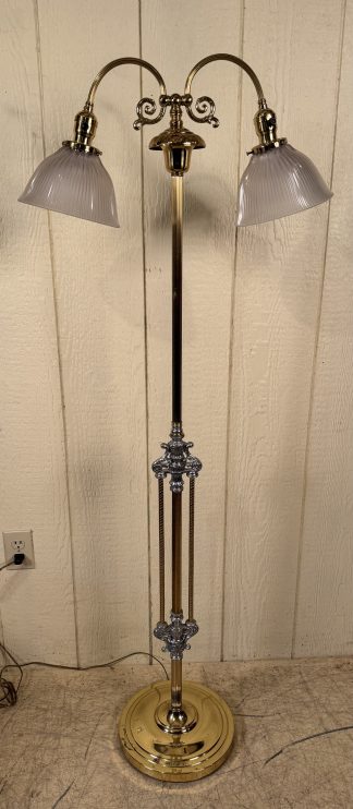 Antique Dual Shade Brass Floor Lamp