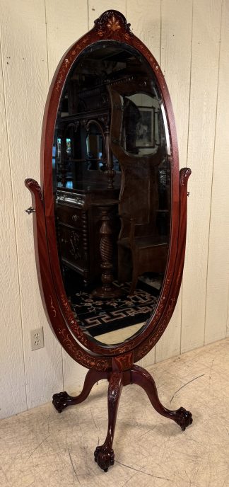 Mahogany Inlaid Cheval Mirror