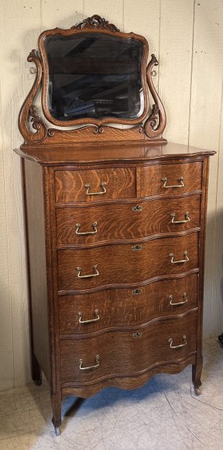 Oak Serpentine Chest with mirror