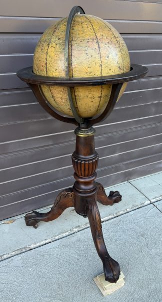 Antique World Globe on Mahogany Claw Foot Base