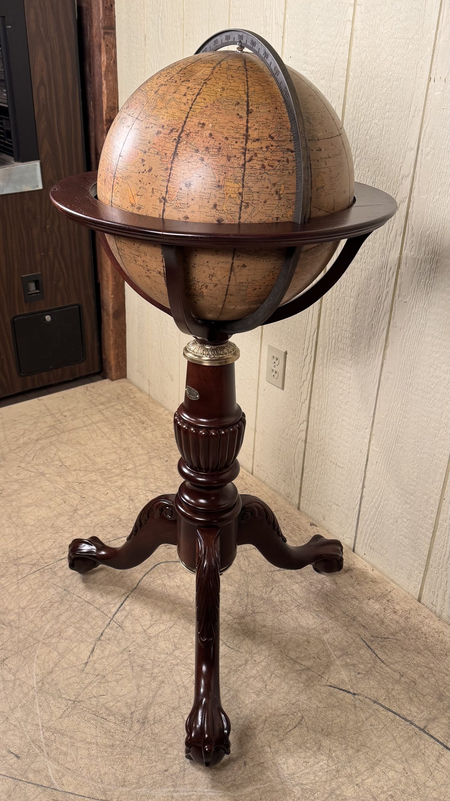 Antique World Globe on Mahogany Claw Foot Base - Image 4