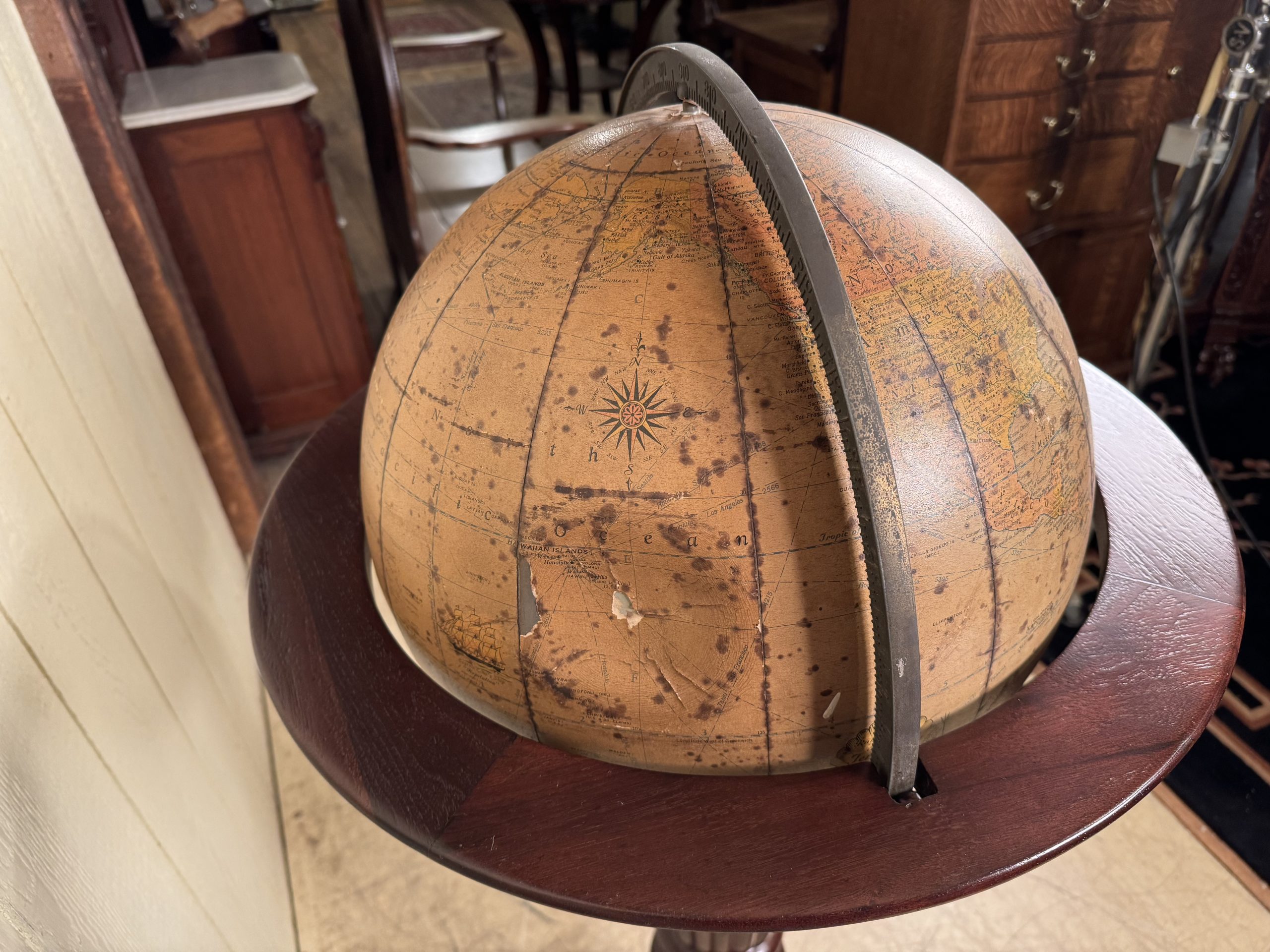 Antique World Globe on Mahogany Claw Foot Base - Image 10