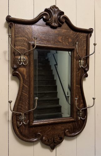 Oak Hanging Hall Mirror with hooks