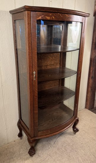Small Oak Curio Cabinet with curved door