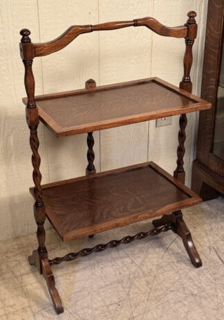 Folding Oak Magazine Rack/Serving Table