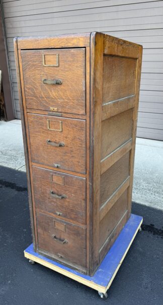 Library Bureau Sole Makers Oak 4-Drawer File Cabinet