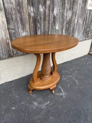 Unusual Oval Oak Lamp Table