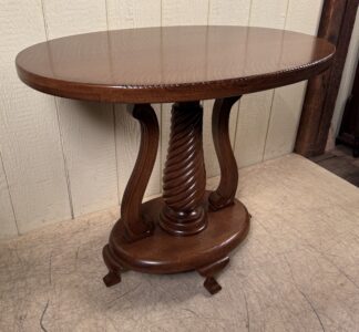Unusual Oval Oak Lamp Table