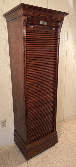 Tall Narrow Office File Cabinet with Tambour Roll