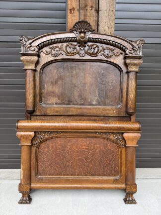 Powerful High Back Oak Bed