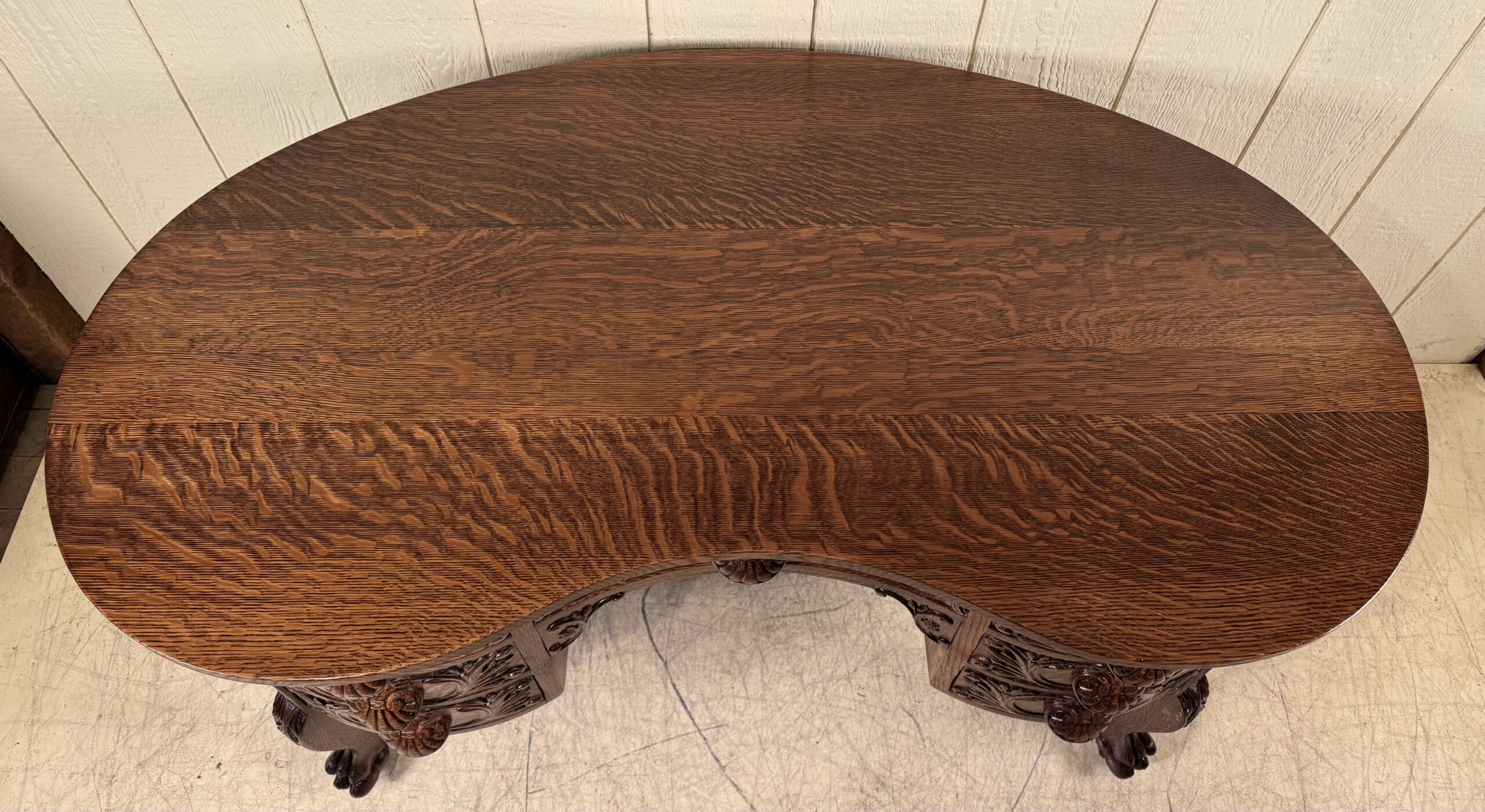 Large signed "R.J. Horner & Co. Oak Kidney Desk - Image 3