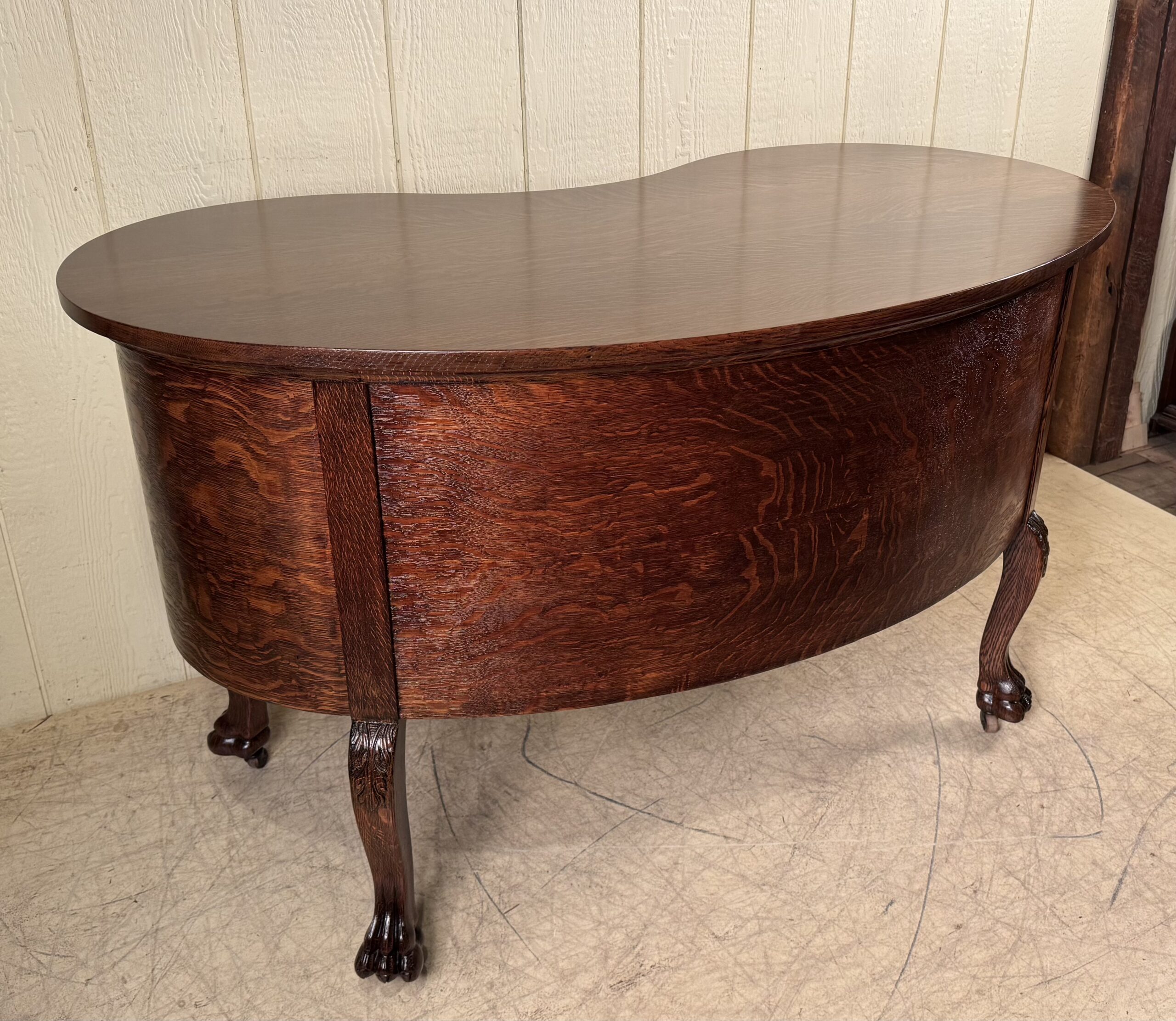 Large signed "R.J. Horner & Co. Oak Kidney Desk - Image 6