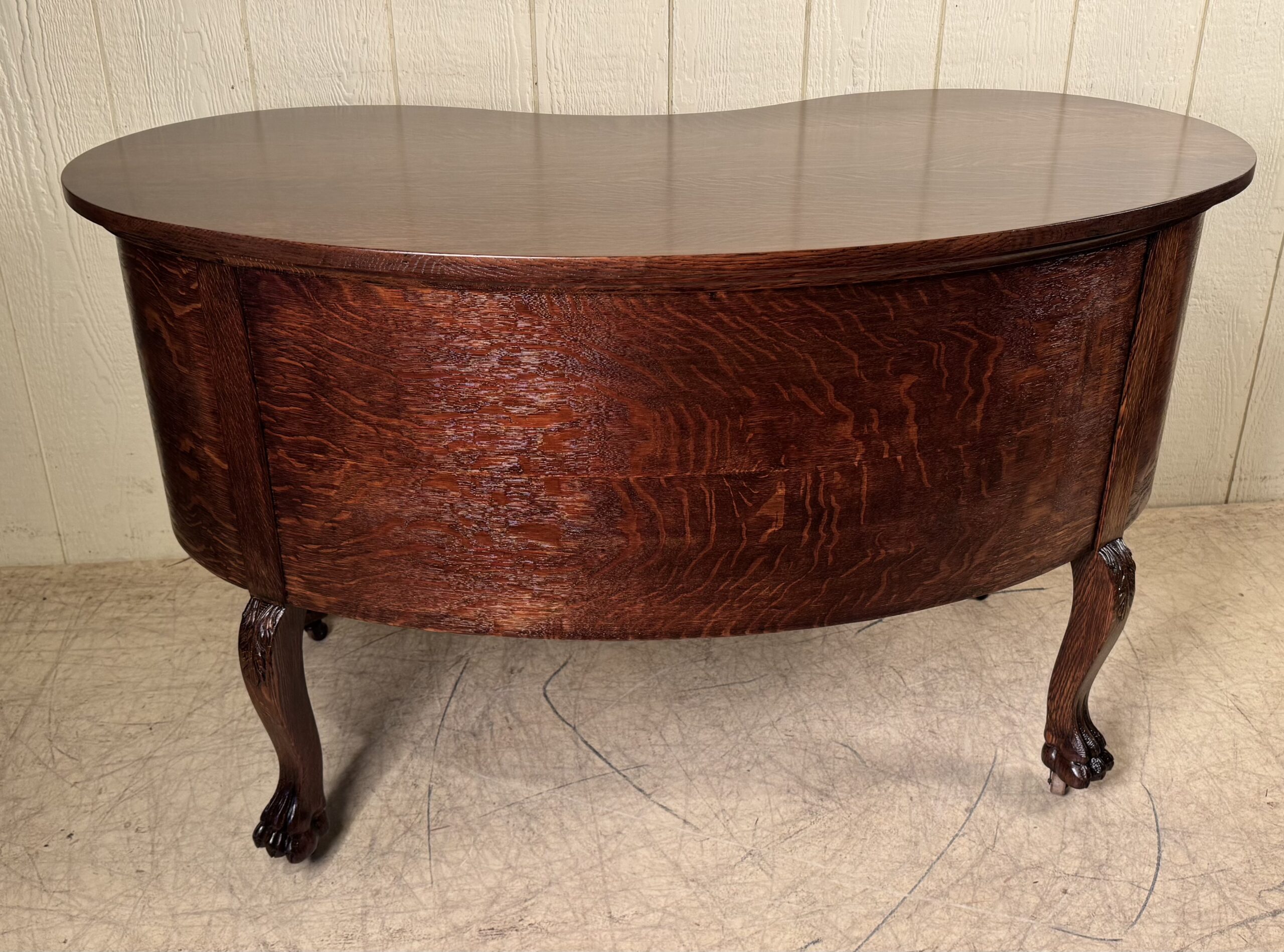 Large signed "R.J. Horner & Co. Oak Kidney Desk - Image 7