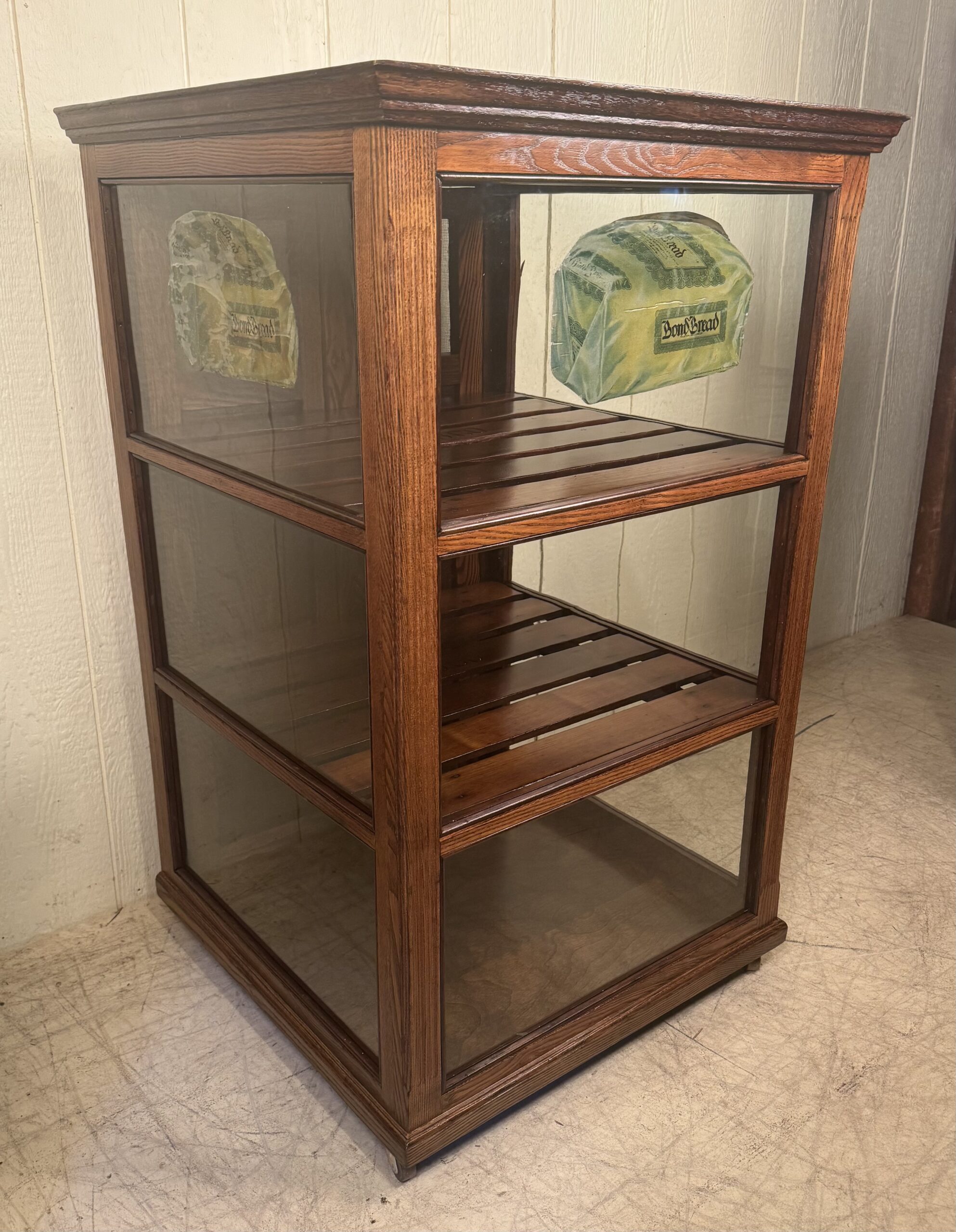 "Bond Bread" Ash Display Cabinet, signed WB & Co.