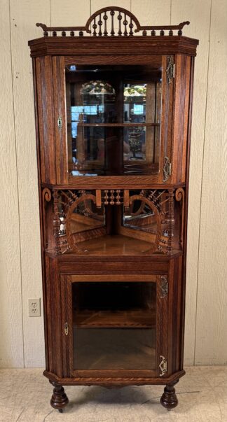 Oak Stick & Ball Corner China Cabinet