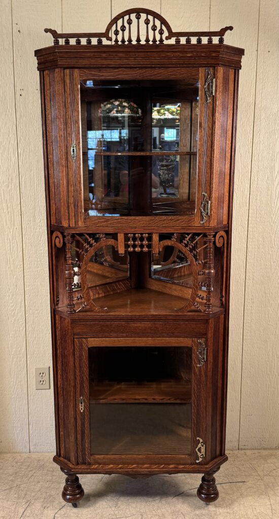 Oak Stick & Ball Corner China Cabinet