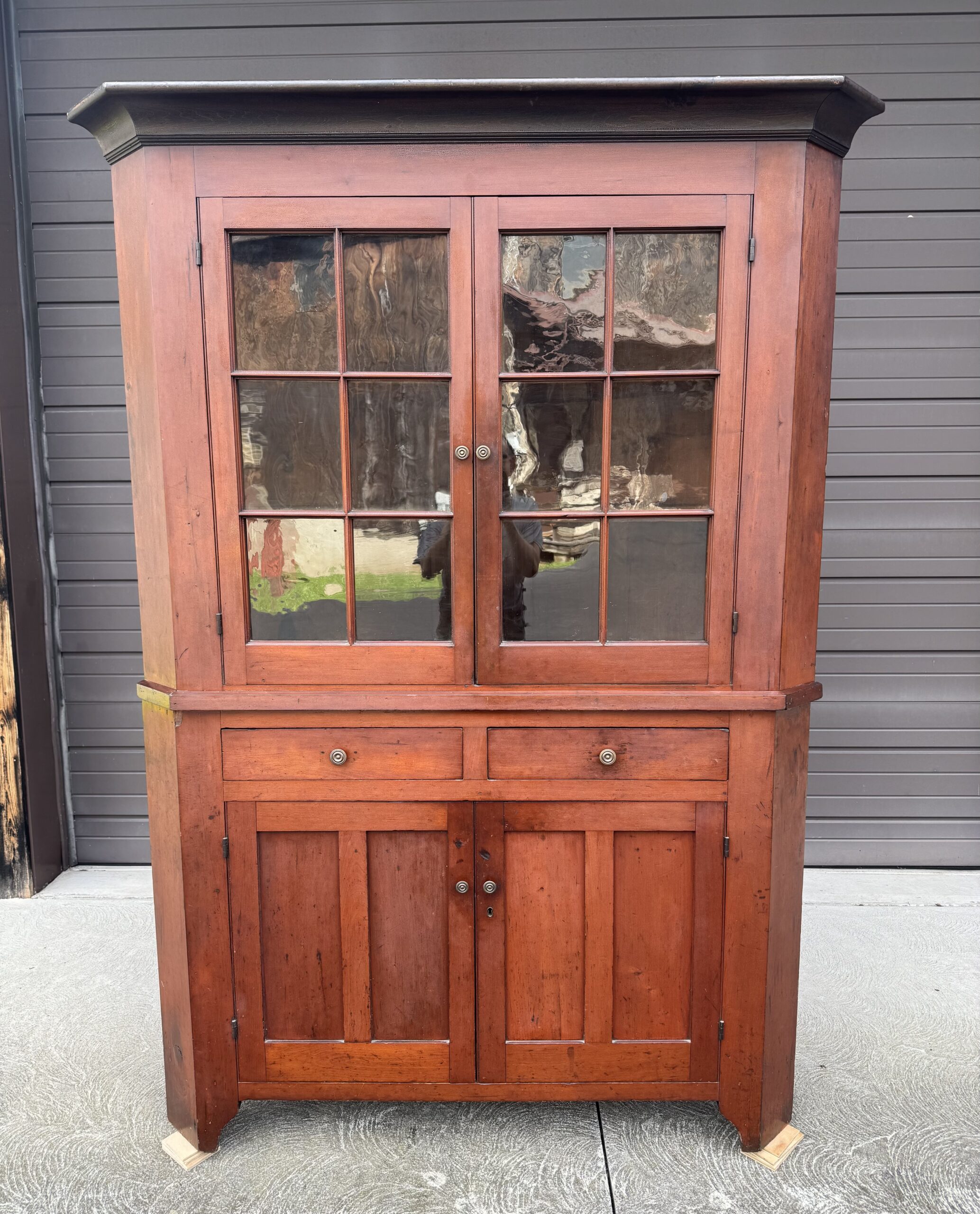2-Piece Early 1800's Cherry Master Craftsman Corner Cupboard - Image 2