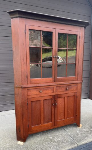 2-Piece Early 1800's Cherry Master Craftsman Corner Cupboard