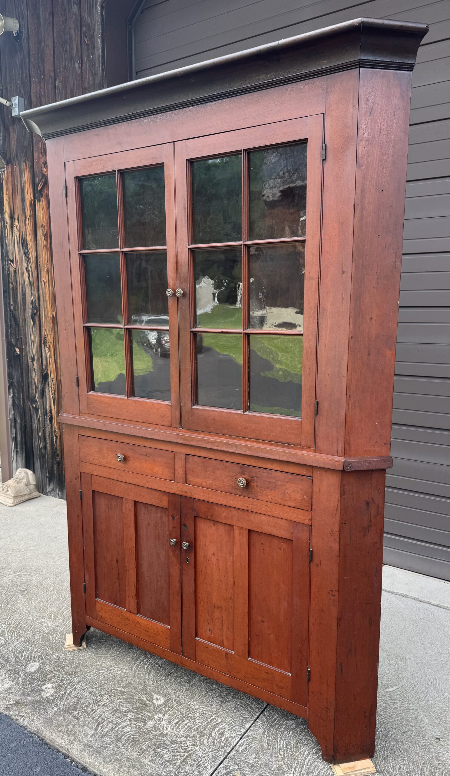 2-Piece Early 1800's Cherry Master Craftsman Corner Cupboard - Image 4